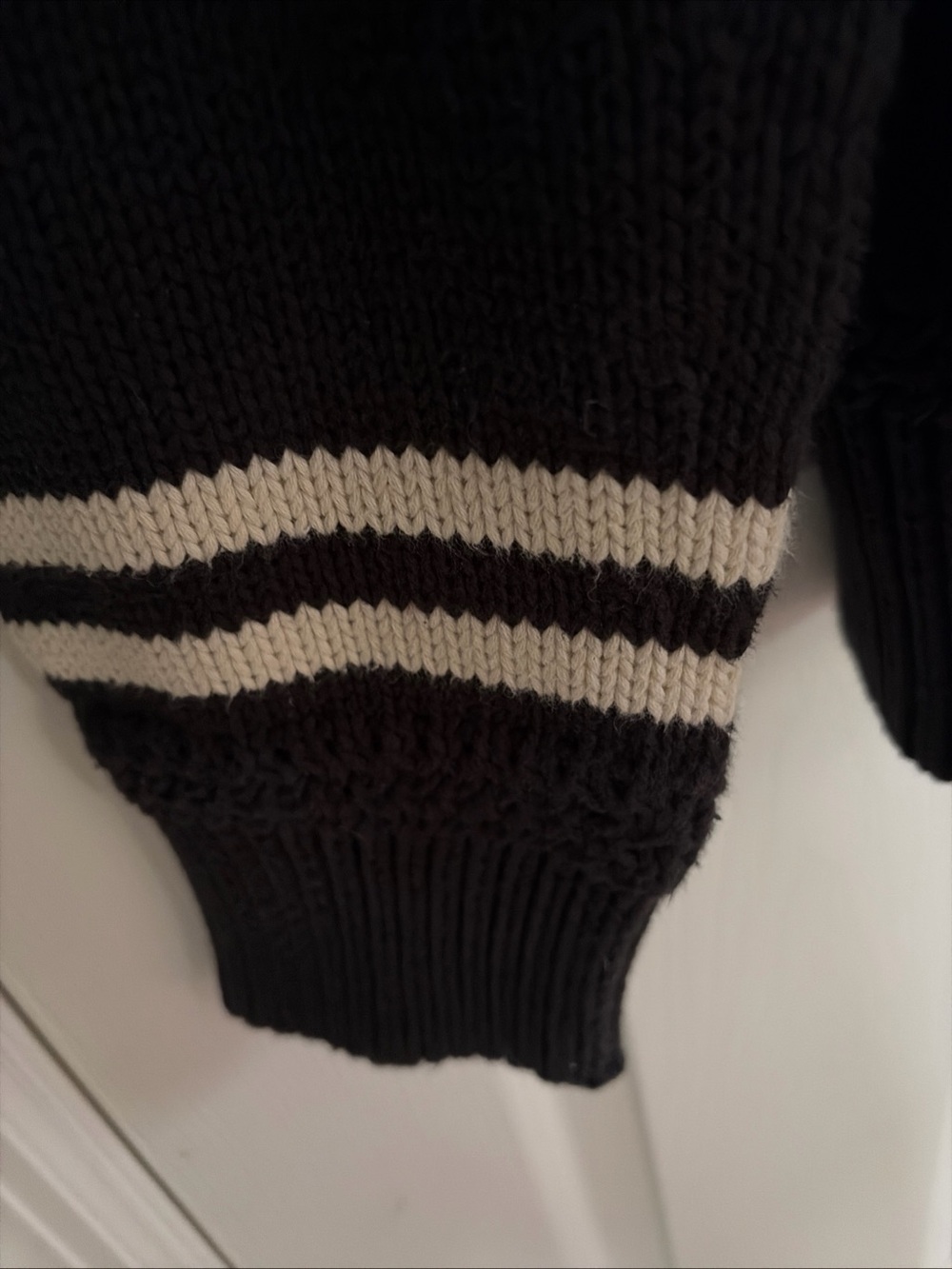 Ralph Lauren Vintage Rugby Black 100% Cotton Knit Sweater XLarge Toggle But - Picture 7 of 11